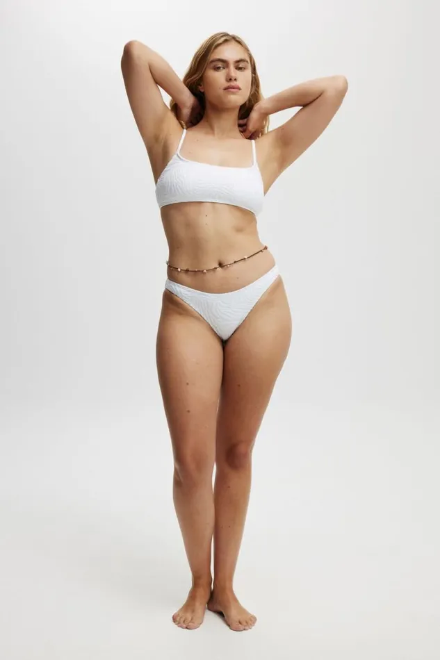 Full Bikini Bottom White Jacquard Women Cotton On Bikinis
