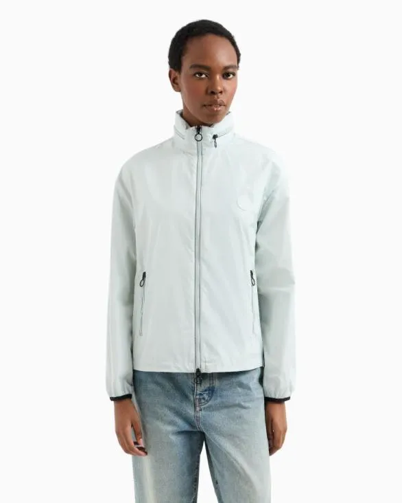 Full Zip Jacket With Removable Hood Lightblue Women Armani Outerwear Full Zip Jacket With Removable Hood Lightblue Women Armani Outerwear