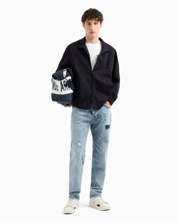 Full Zip Sweatshirt In Bonded Cotton Blend Navyblue Men Armani Matching Sets