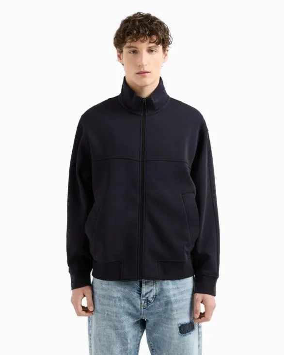 Full Zip Sweatshirt In Bonded Cotton Blend Navyblue Men Armani Matching Sets