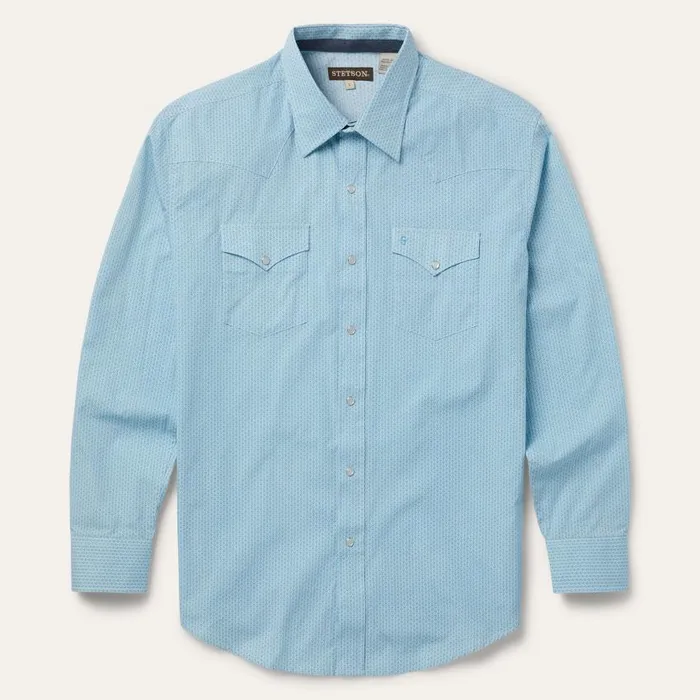 Geo Western Shirt Blue Men Stetson Western Shirts
