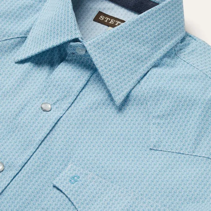 Geo Western Shirt Blue Men Stetson Western Shirts