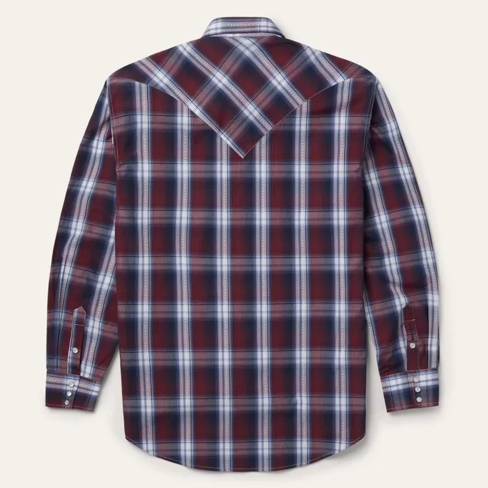 Good Luck Plaid Western Shirt Wine Men Stetson Western Shirts