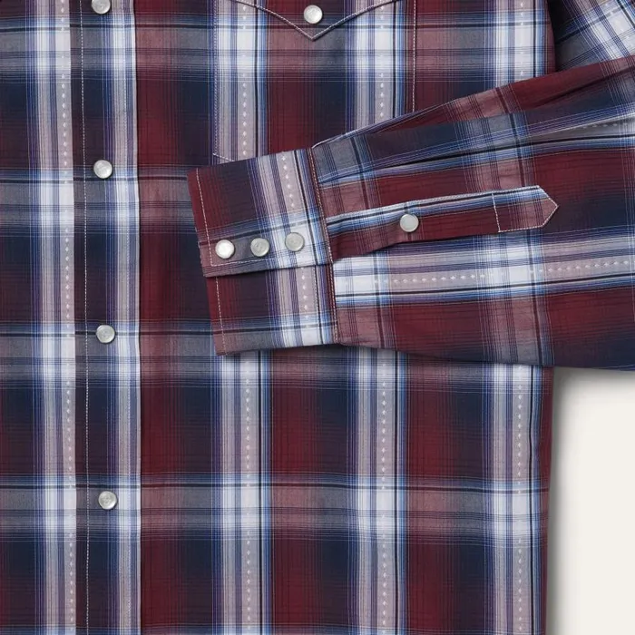 Good Luck Plaid Western Shirt Wine Men Stetson Western Shirts