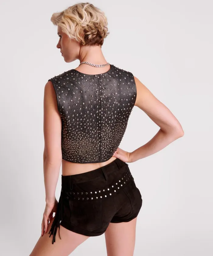 GOTHIC RODEO FRINGED SUEDE STUDDED BANDITS LOW WAIST SHORTS Women One Teaspoon Bottoms GOTHIC RODEO FRINGED SUEDE STUDDED BANDITS LOW WAIST SHORTS Women One Teaspoon Bottoms