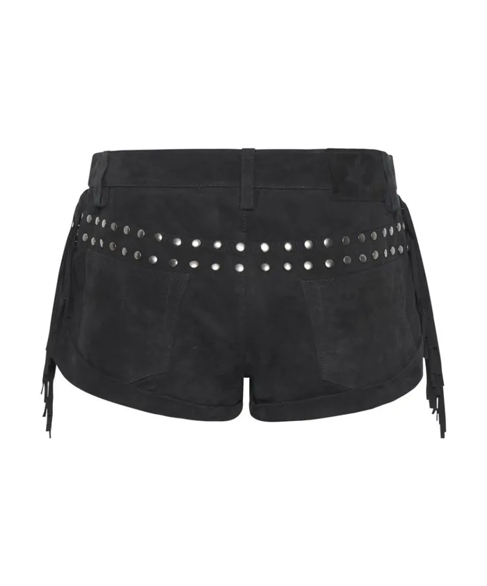 GOTHIC RODEO FRINGED SUEDE STUDDED BANDITS LOW WAIST SHORTS Women One Teaspoon Bottoms GOTHIC RODEO FRINGED SUEDE STUDDED BANDITS LOW WAIST SHORTS Women One Teaspoon Bottoms