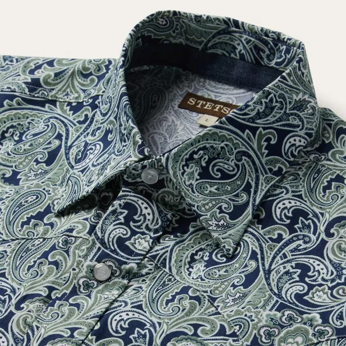 Greenspring Paisley Print Western Shirt Blue Men Stetson Western Shirts