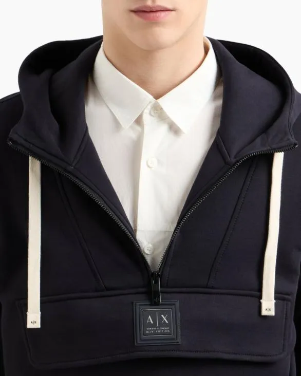 Half Zip Hoodie Navyblue Men Armani Matching Sets Half Zip Hoodie Navyblue Men Armani Matching Sets