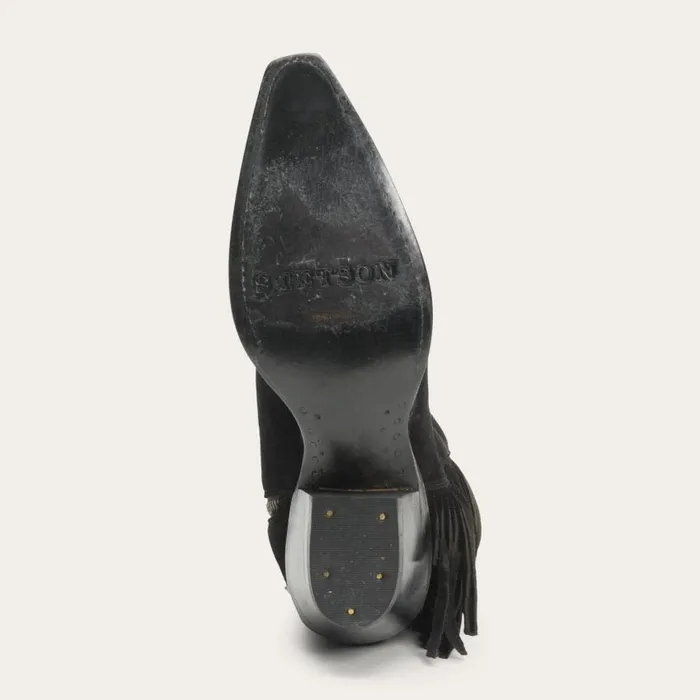 Halle Suede Fringe Side Zip Boot Black Women Stetson Western
