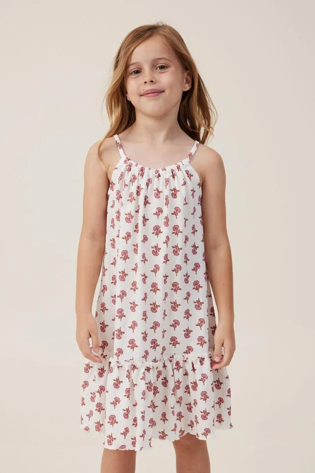 Hallie Tiered Dress Vanillamaeve Flower Stamp Girls Cotton On Dresses