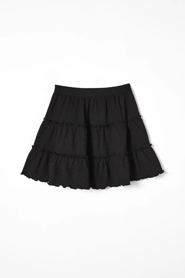 Hallie Tiered Skirt Black Girls Cotton On Shorts Skirts and Playsuits