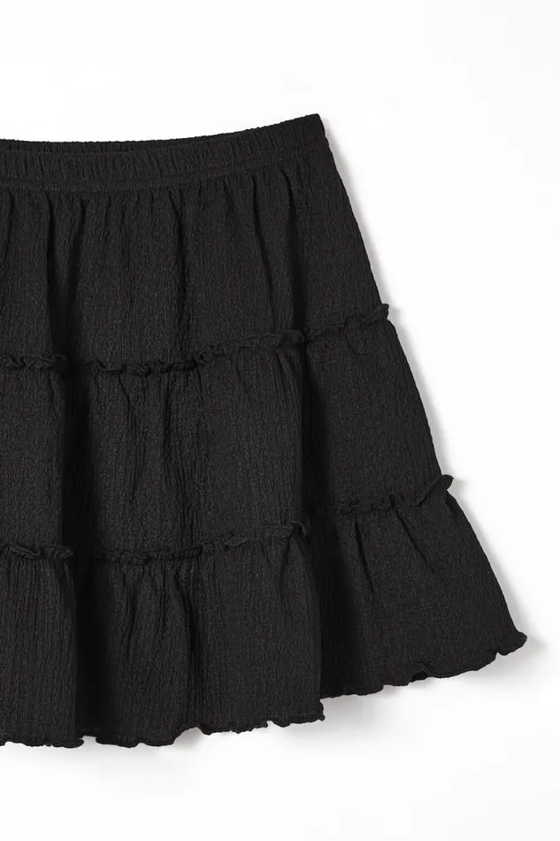 Hallie Tiered Skirt Black Girls Cotton On Shorts Skirts and Playsuits