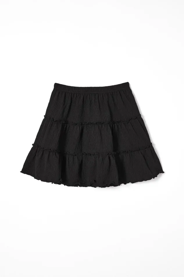 Hallie Tiered Skirt Black Girls Cotton On Shorts Skirts and Playsuits