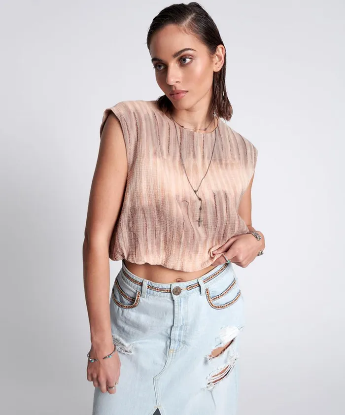 HAND DYED BACKLESS BUBBLE TOP Women One Teaspoon Tops