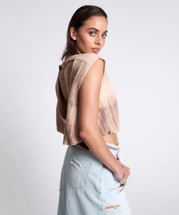 HAND DYED BACKLESS BUBBLE TOP Women One Teaspoon Tops HAND DYED BACKLESS BUBBLE TOP Women One Teaspoon Tops