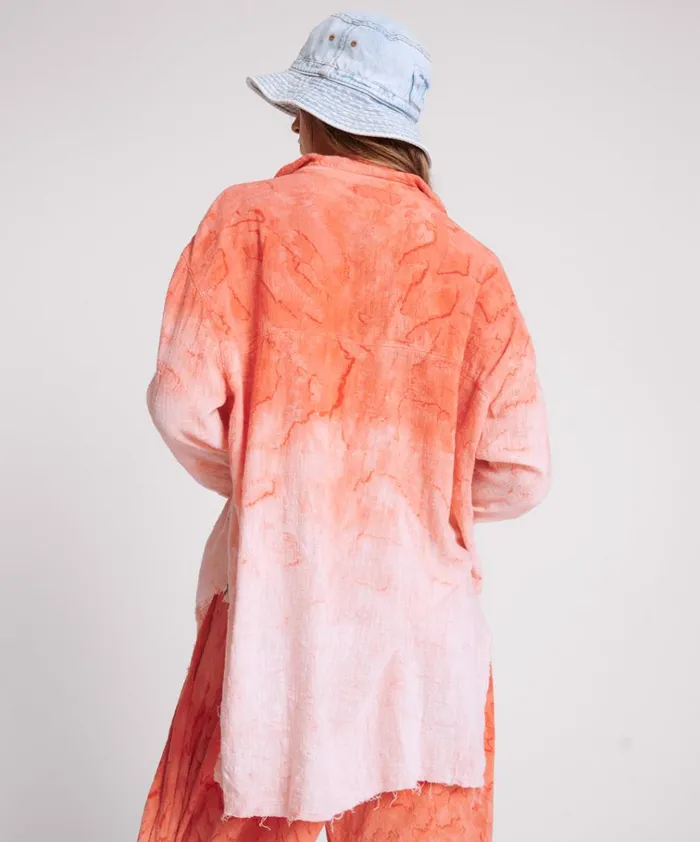 HAND PAINTED SUNSET MUSLIN LONGLINE SHIRT Women One Teaspoon Shirts
