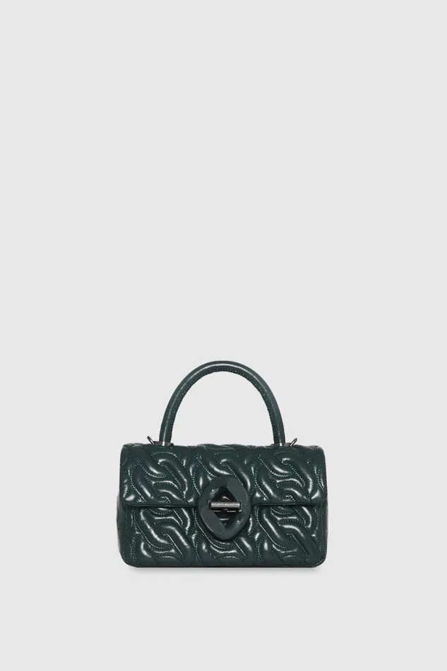 Handbags Top Handle Bags Rebecca Minkoff Top Handle Crossbody With Chain Quilt Deep Jadegunmetal