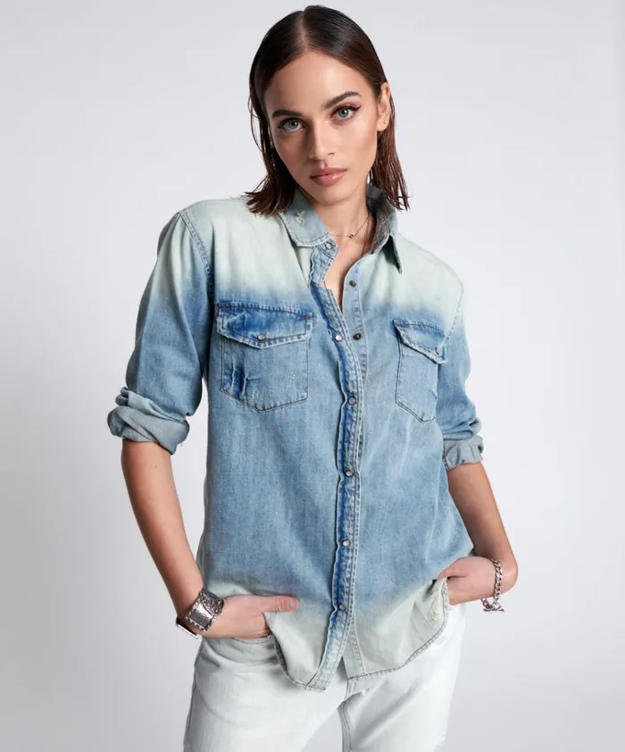 HEARTLAND TATTOO COBRA DENIM SHIRT Women One Teaspoon Denim Tops