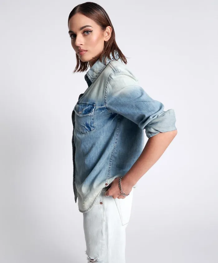 HEARTLAND TATTOO COBRA DENIM SHIRT Women One Teaspoon Denim Tops HEARTLAND TATTOO COBRA DENIM SHIRT Women One Teaspoon Denim Tops