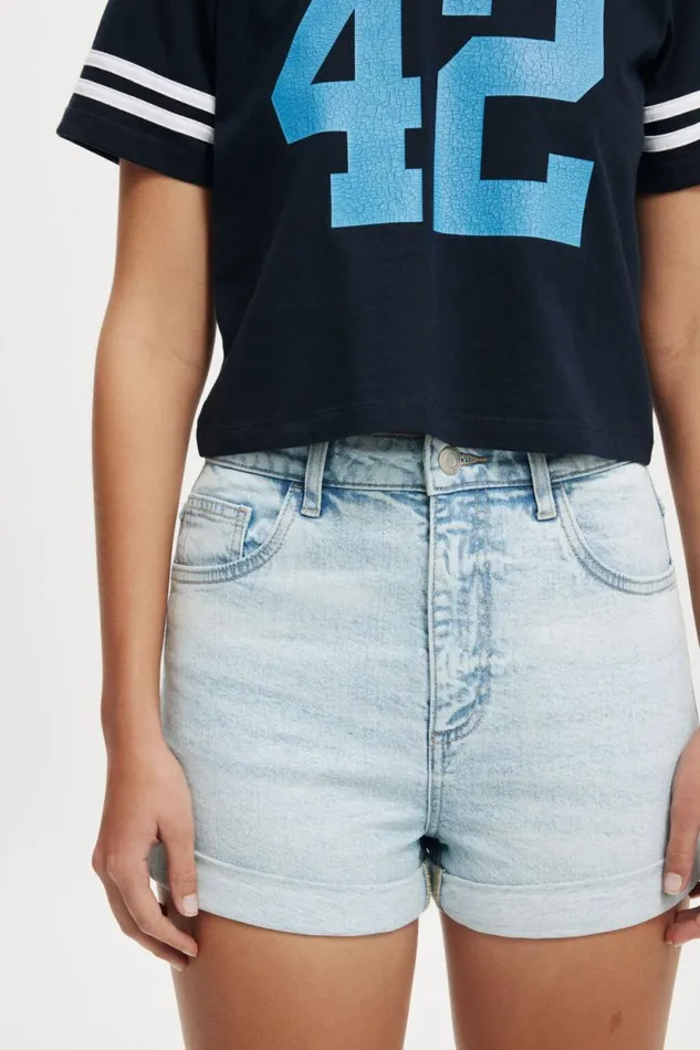 High Rise Classic Stretch Denim Short Air Blue Women Cotton On Shorts High Rise Classic Stretch Denim Short Air Blue Women Cotton On Shorts