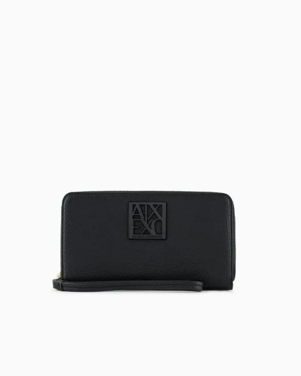 Horizontal Wallet With ASV Logo Black Women Armani Wallets And Small Leather Goods Horizontal Wallet With ASV Logo Black Women Armani Wallets And Small Leather Goods
