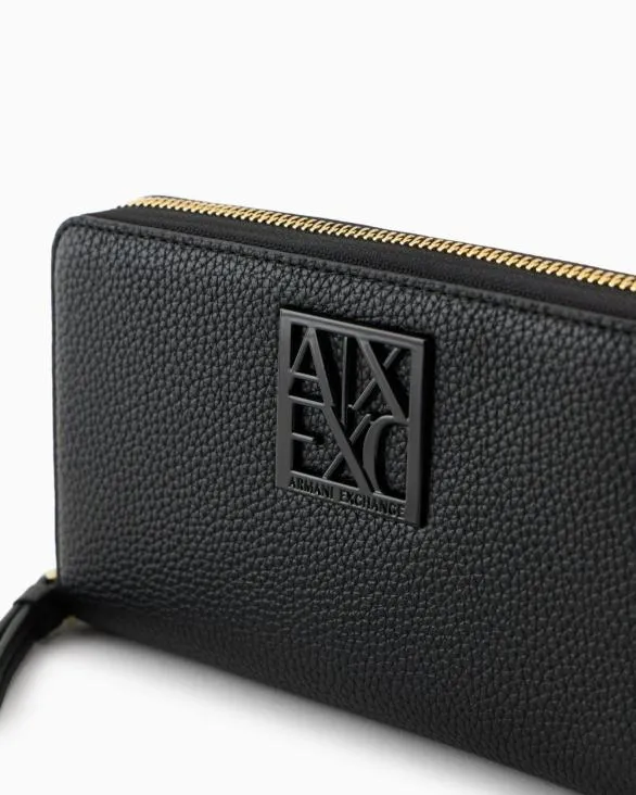 Horizontal Wallet With ASV Logo Black Women Armani Wallets And Small Leather Goods Horizontal Wallet With ASV Logo Black Women Armani Wallets And Small Leather Goods