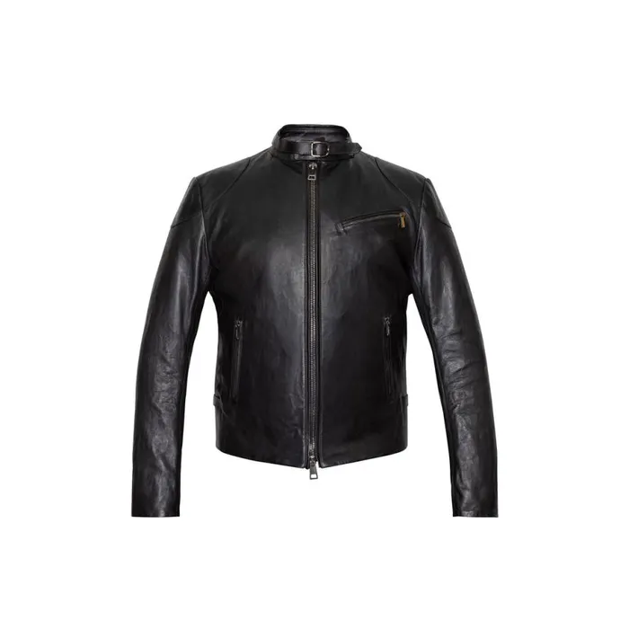 Jacket Men Moreschi Black Leather Motor Jacket