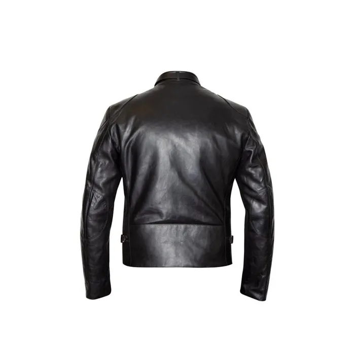 Jacket Men Moreschi Black Leather Motor Jacket