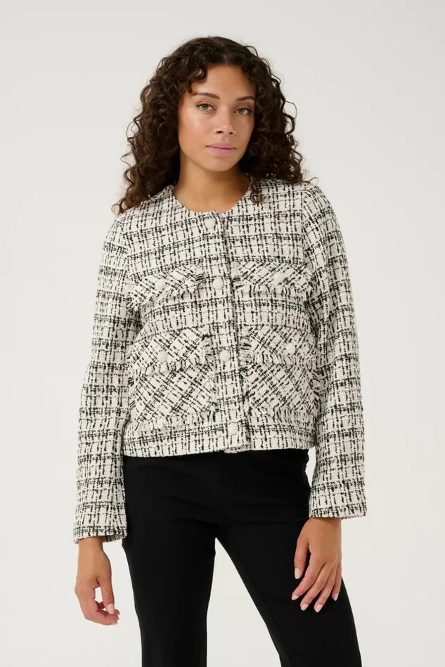 Jackets and Coats Women CULTURE CUcoca Boucl Jacket Blackwhite Check