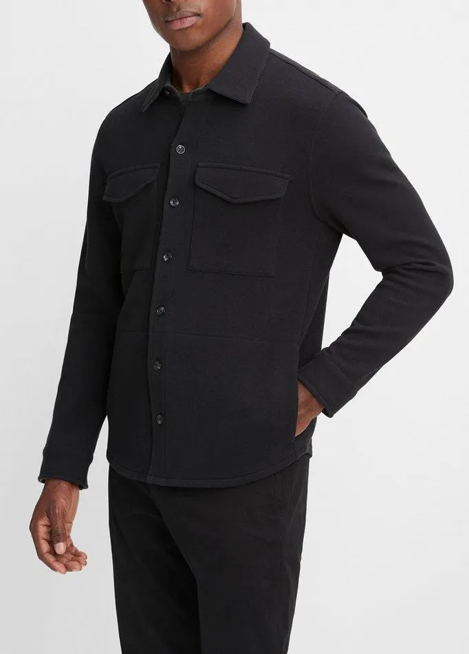 Jackets and Outerwear Men Vince DoubleKnit CottonBlend Piqu Shirt Jacket Blackmedium Heather Grey Jackets and Outerwear Men Vince DoubleKnit CottonBlend Piqu Shirt Jacket Blackmedium Heather Grey