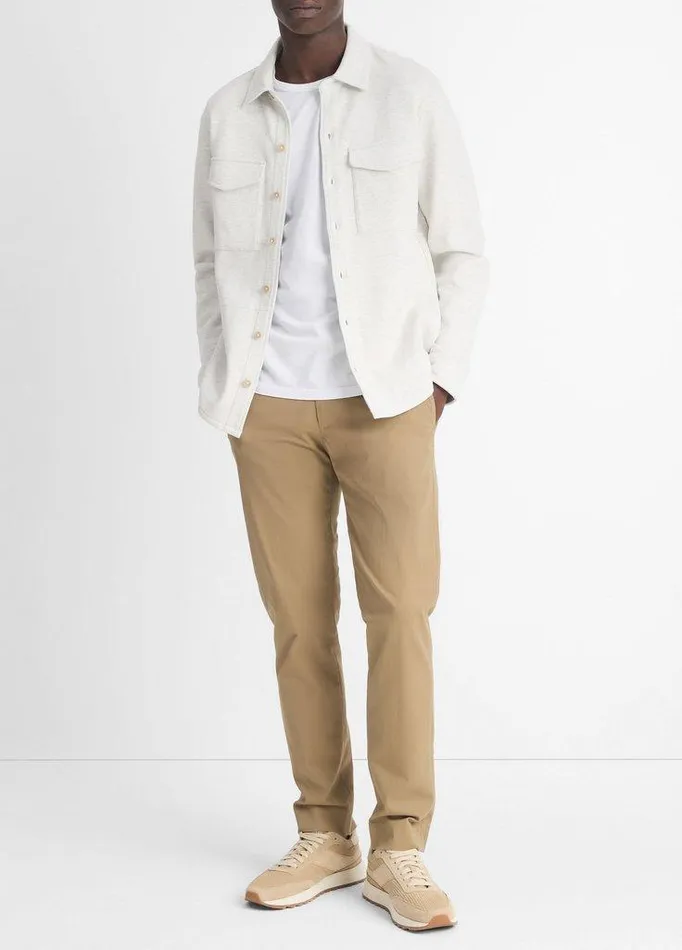 Jackets and Outerwear Men Vince DoubleKnit CottonBlend Piqu Shirt Jacket Heather Whitelight Heather Grey Jackets and Outerwear Men Vince DoubleKnit CottonBlend Piqu Shirt Jacket Heather Whitelight Heather Grey