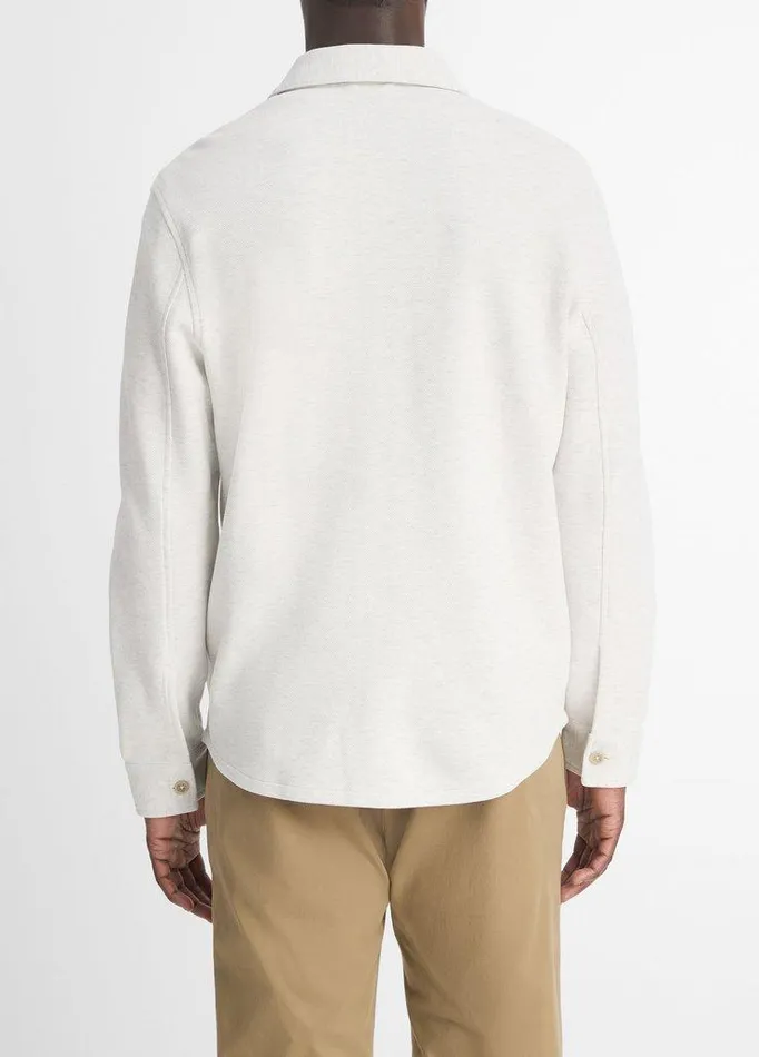 Jackets and Outerwear Men Vince DoubleKnit CottonBlend Piqu Shirt Jacket Heather Whitelight Heather Grey Jackets and Outerwear Men Vince DoubleKnit CottonBlend Piqu Shirt Jacket Heather Whitelight Heather Grey