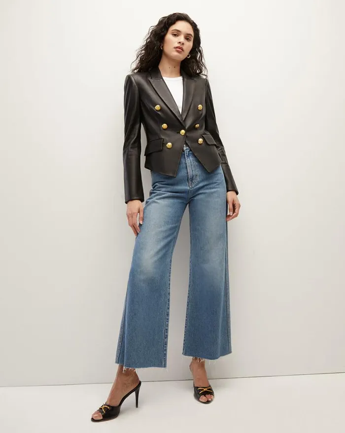 Jackets and Outerwear ShopJackets Veronica Beard Cooke Leather Dickey Jacket Black