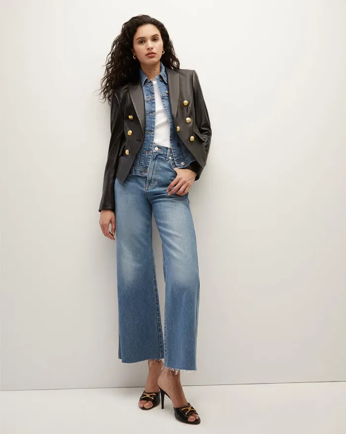 Jackets and Outerwear ShopJackets Veronica Beard Cooke Leather Dickey Jacket Black