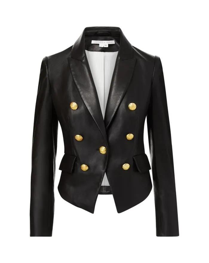 Jackets and Outerwear ShopJackets Veronica Beard Cooke Leather Dickey Jacket Black