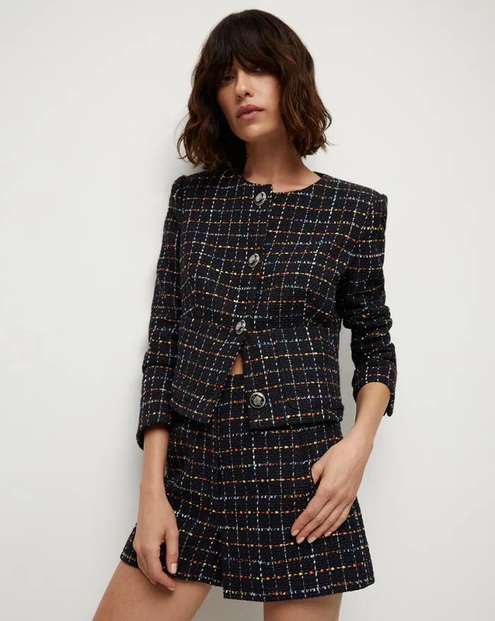 Jackets and Outerwear Shop Veronica Beard Nathan Tweed Jacket Navy Multi