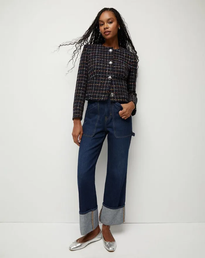 Jackets and Outerwear Shop Veronica Beard Nathan Tweed Jacket Navy Multi