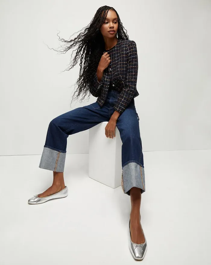 Jackets and Outerwear Shop Veronica Beard Nathan Tweed Jacket Navy Multi