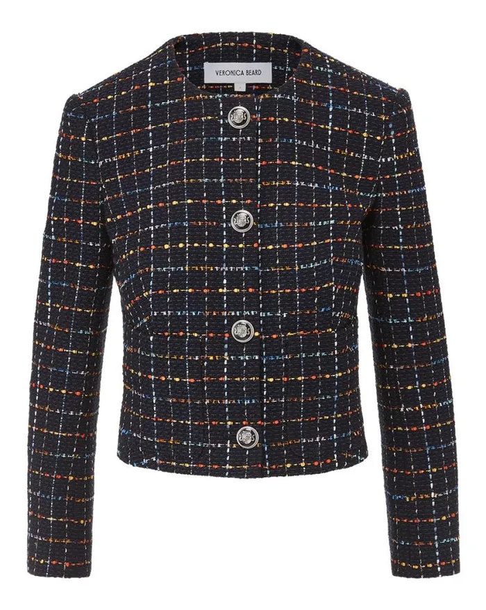 Jackets and Outerwear Shop Veronica Beard Nathan Tweed Jacket Navy Multi