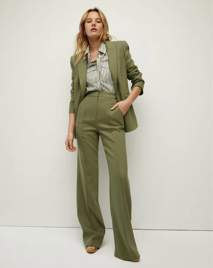 Jackets and Outerwear Shop Veronica Beard Sevi Linen Jacket Bright Army