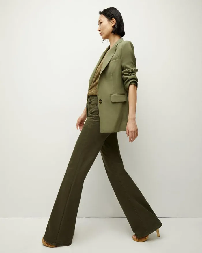 Jackets and Outerwear Shop Veronica Beard Sevi Linen Jacket Bright Army