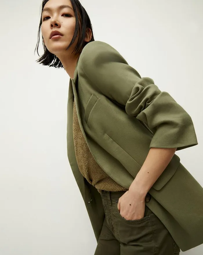 Jackets and Outerwear Shop Veronica Beard Sevi Linen Jacket Bright Army