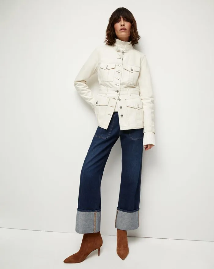 Jackets and Outerwear Shop Veronica Beard Tika Jean Jacket Ecru