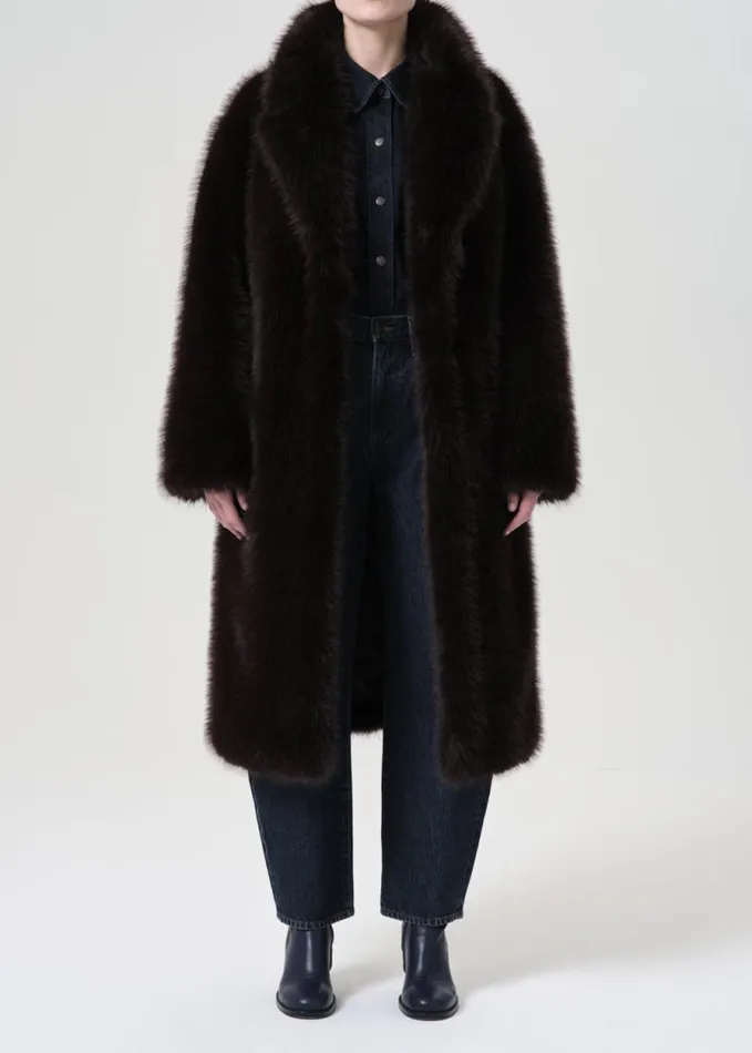 Jackets and Outerwear Women Agolde Shoreditch Ski Club X AGOLDE Ebony Shearling Coat In Infusion
