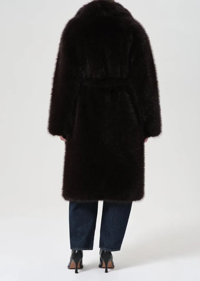Jackets and Outerwear Women Agolde Shoreditch Ski Club X AGOLDE Ebony Shearling Coat In Infusion