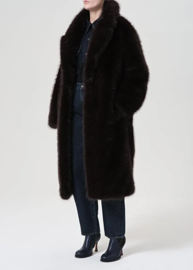 Jackets and Outerwear Women Agolde Shoreditch Ski Club X AGOLDE Ebony Shearling Coat In Infusion