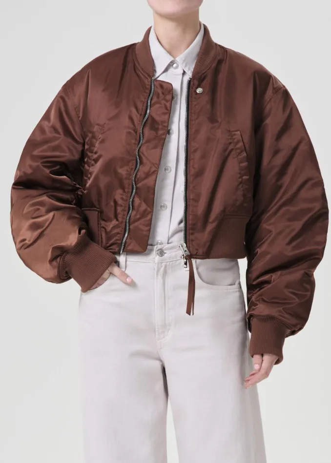 Jackets and Outerwear Women Agolde Shoreditch Ski Club X AGOLDE Jett Bomber Jacket In Gingersnap Jackets and Outerwear Women Agolde Shoreditch Ski Club X AGOLDE Jett Bomber Jacket In Gingersnap