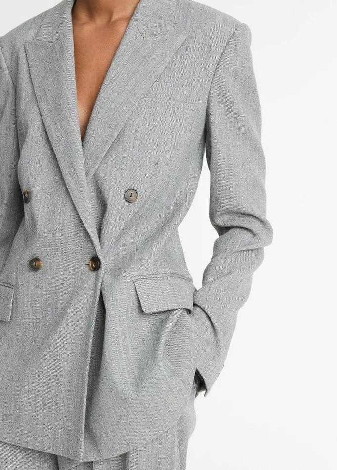 Jackets and Outerwear Women Vince Italian WoolBlend Twill DoubleBreasted Blazer Dark Stone Grey Jackets and Outerwear Women Vince Italian WoolBlend Twill DoubleBreasted Blazer Dark Stone Grey