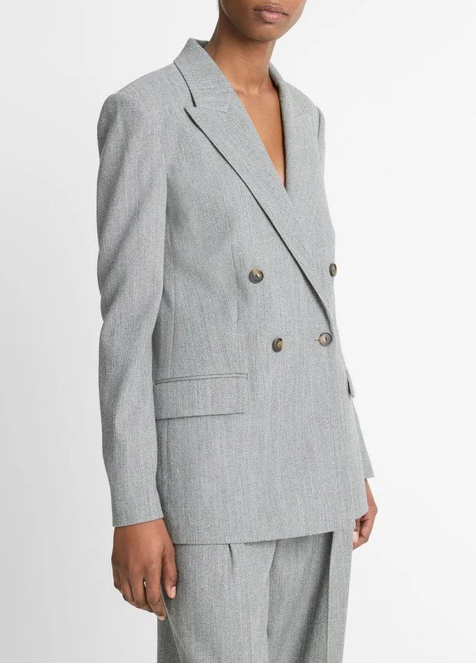 Jackets and Outerwear Women Vince Italian WoolBlend Twill DoubleBreasted Blazer Dark Stone Grey Jackets and Outerwear Women Vince Italian WoolBlend Twill DoubleBreasted Blazer Dark Stone Grey