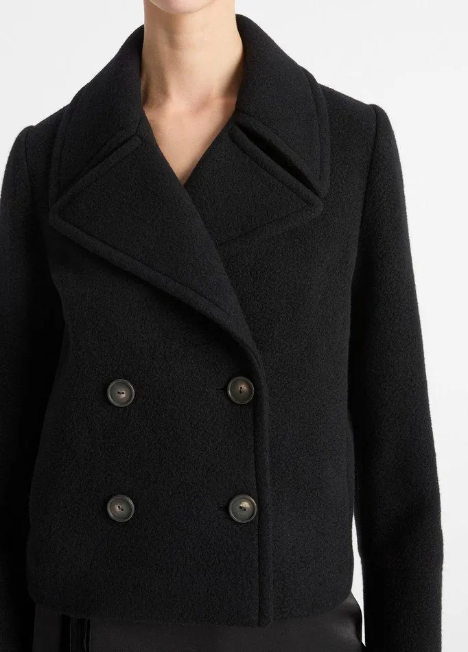 Jackets and Outerwear Women Vince Italian Wool Cropped Peacoat Black Jackets and Outerwear Women Vince Italian Wool Cropped Peacoat Black